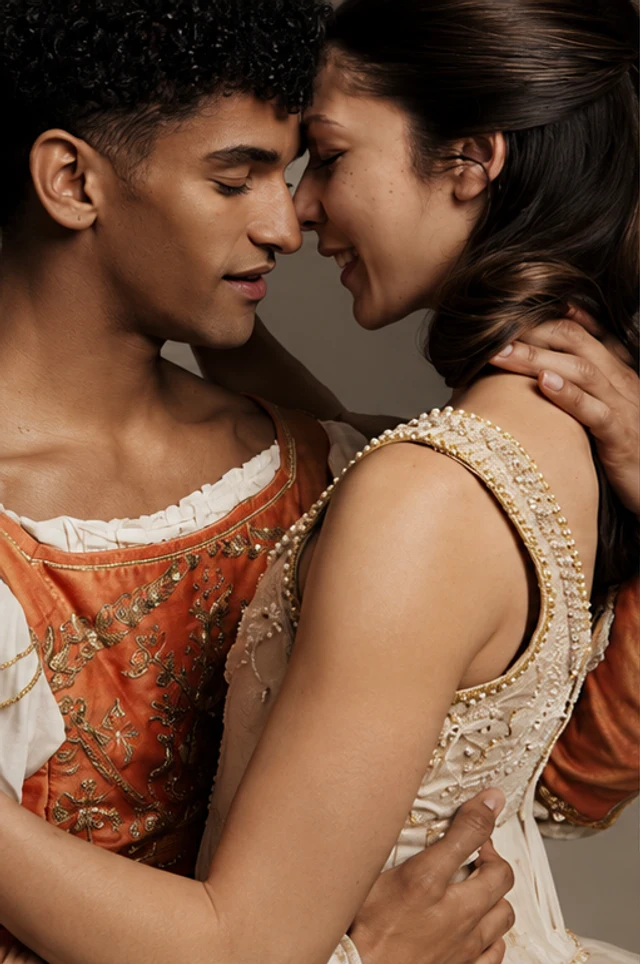 Two ballet dancers in classical costume